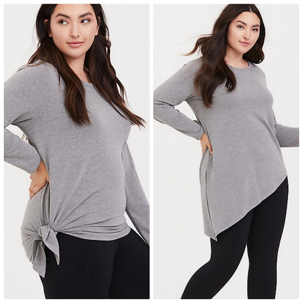 Torrid Grey Asymmetrical Terry Active Swea…